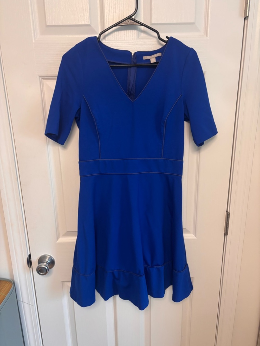Banana Republic Royal Blue V-Neck Fit & Flare Mini Dress